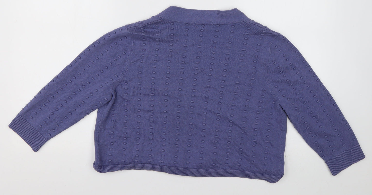 sainsburys Womens Purple V-Neck Polka Dot Cotton Cardigan Jumper Size 12