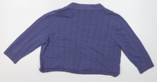 sainsburys Womens Purple V-Neck Polka Dot Cotton Cardigan Jumper Size 12