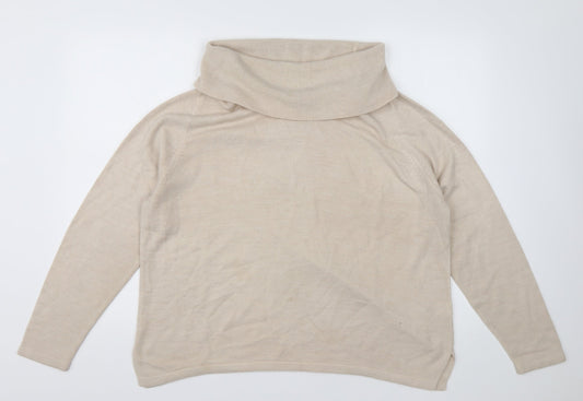 Marks and Spencer Womens White Roll Neck  Acrylic Pullover Jumper Size 18