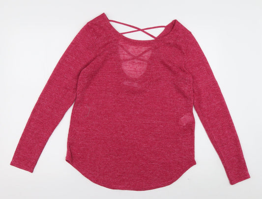 be fun Womens Purple Crew Neck  Polyester Pullover Jumper Size M