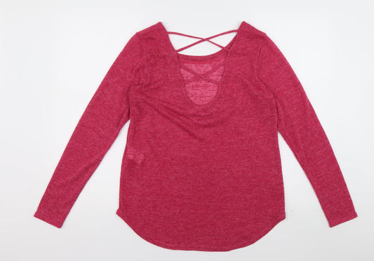 be fun Womens Purple Crew Neck  Polyester Pullover Jumper Size M