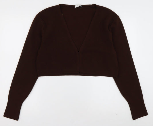 Topshop Womens Brown V-Neck  Acrylic Cardigan Jumper Size XL