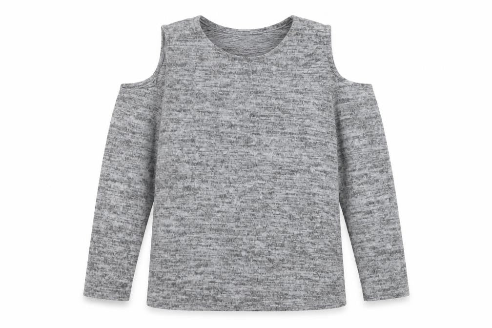 Matalan Girls Grey  Polyester Basic Casual Size 14 Years Crew Neck Pullover - Cold shoulder