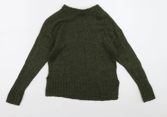New Look Girls Green Crew Neck  Acrylic Pullover Jumper Size 9 Years  Pullover