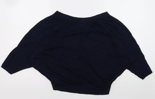 Marks and Spencer Womens Blue V-Neck  Lyocell Cardigan Jumper Size L