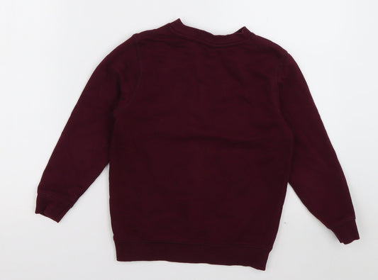 sainsburys Boys Red Crew Neck  Cotton Pullover Jumper Size 4 Years  Pullover