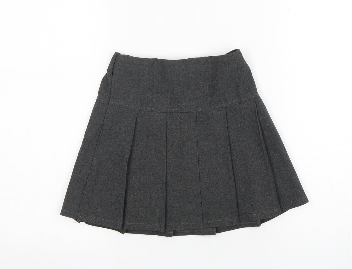 M&S Girls Grey  Polyester Pleated Skirt Size 3-4 Years  Regular