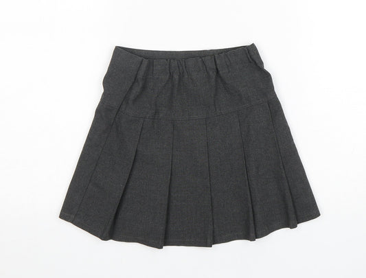 M&S Girls Grey  Polyester Pleated Skirt Size 3-4 Years  Regular