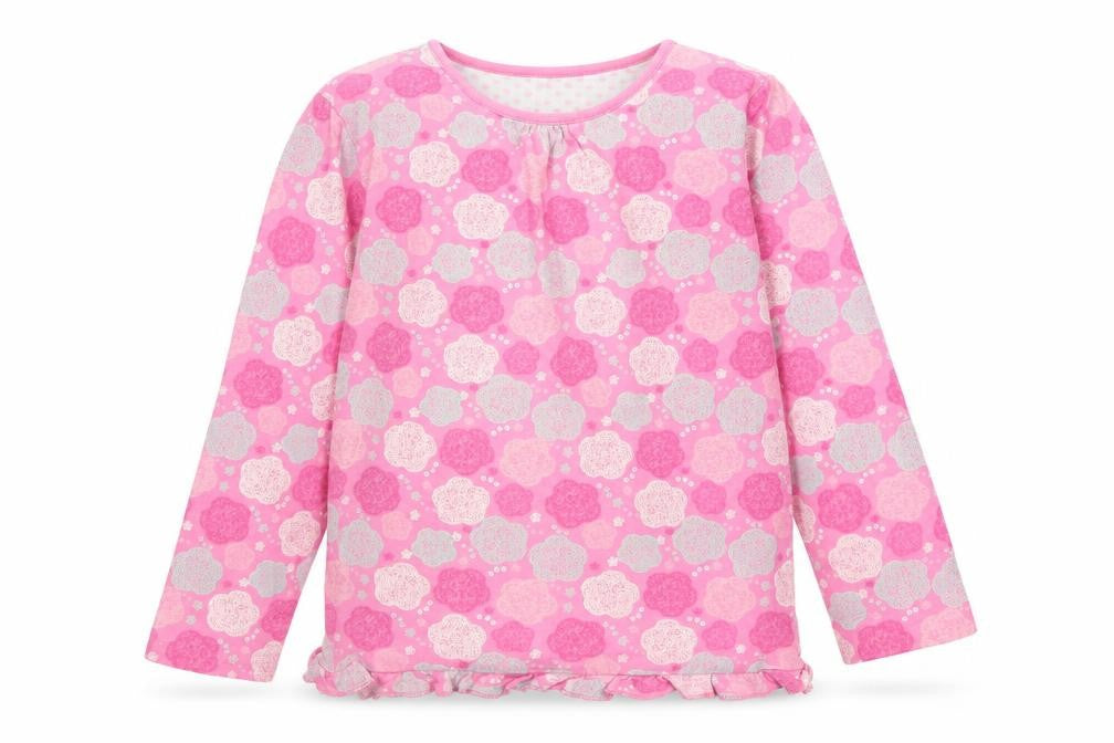 Mini Club Girls Pink Geometric Cotton Basic T-Shirt Size 5-6 Years Round Neck
