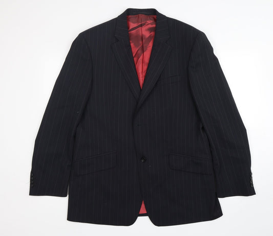 Remus  Mens Blue Striped Wool Jacket Suit Jacket