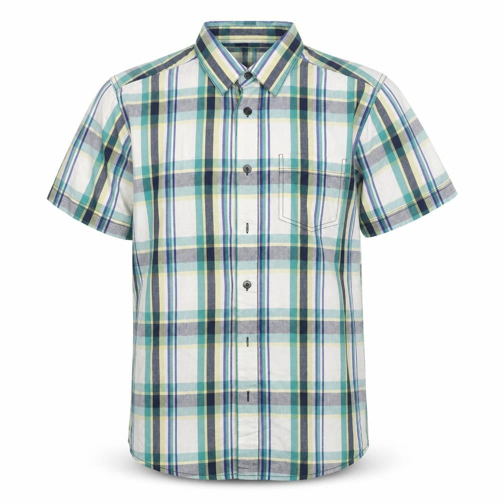 East Mens Multicoloured Plaid Cotton  Button-Up Size M Collared