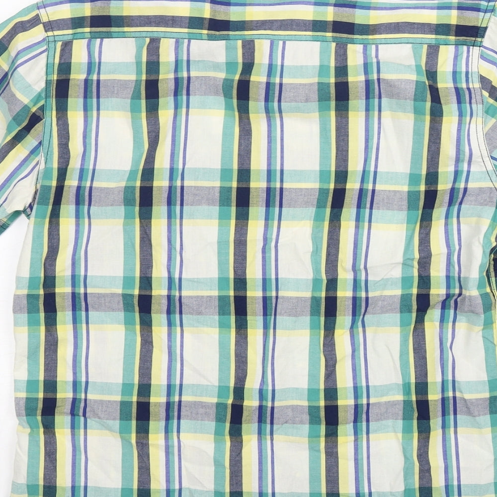 EAST Mens Multicoloured Plaid Cotton  Button-Up Size M Collared