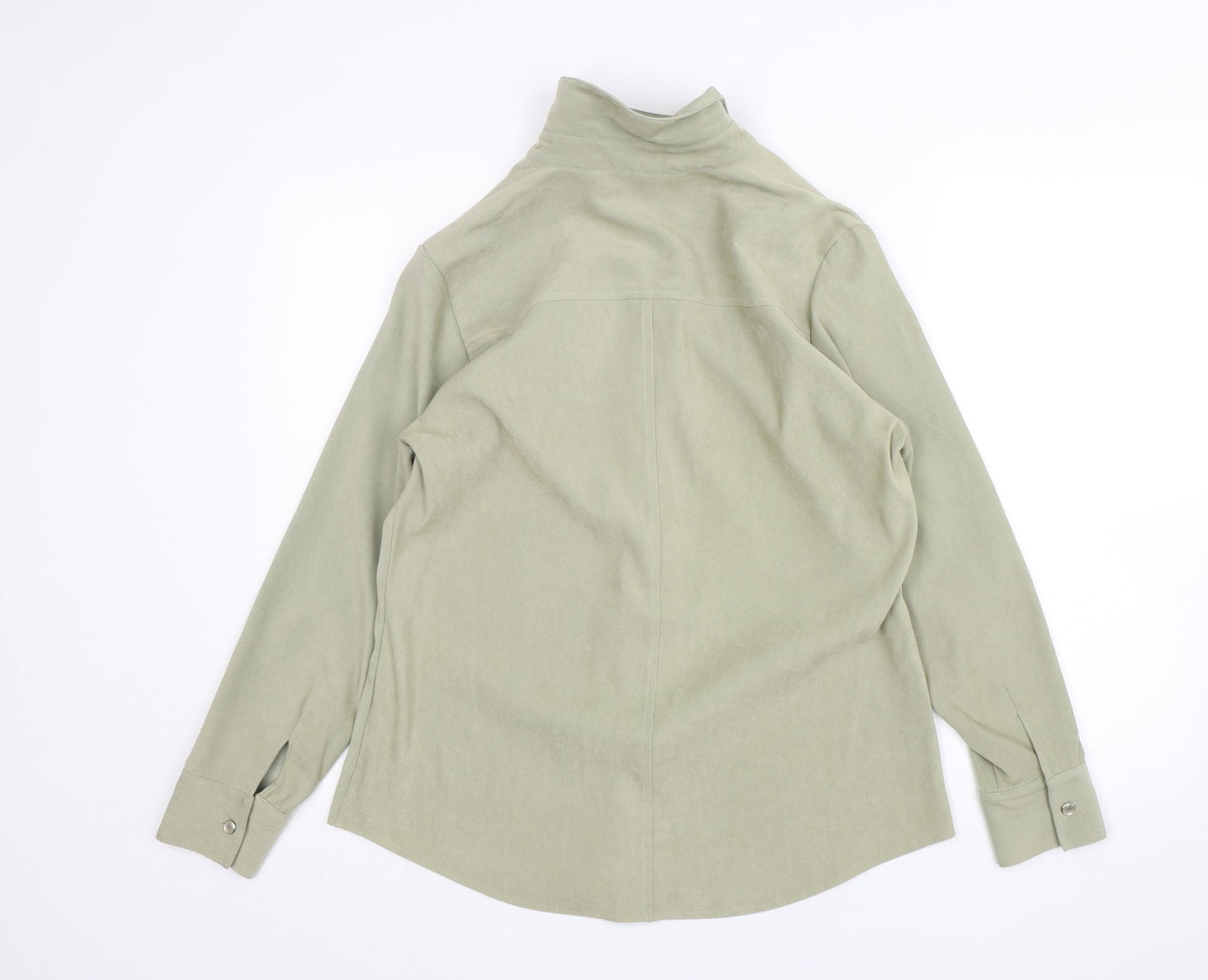 Casual Wear Womens Green  Polyester Basic Button-Up Size 12 Collared