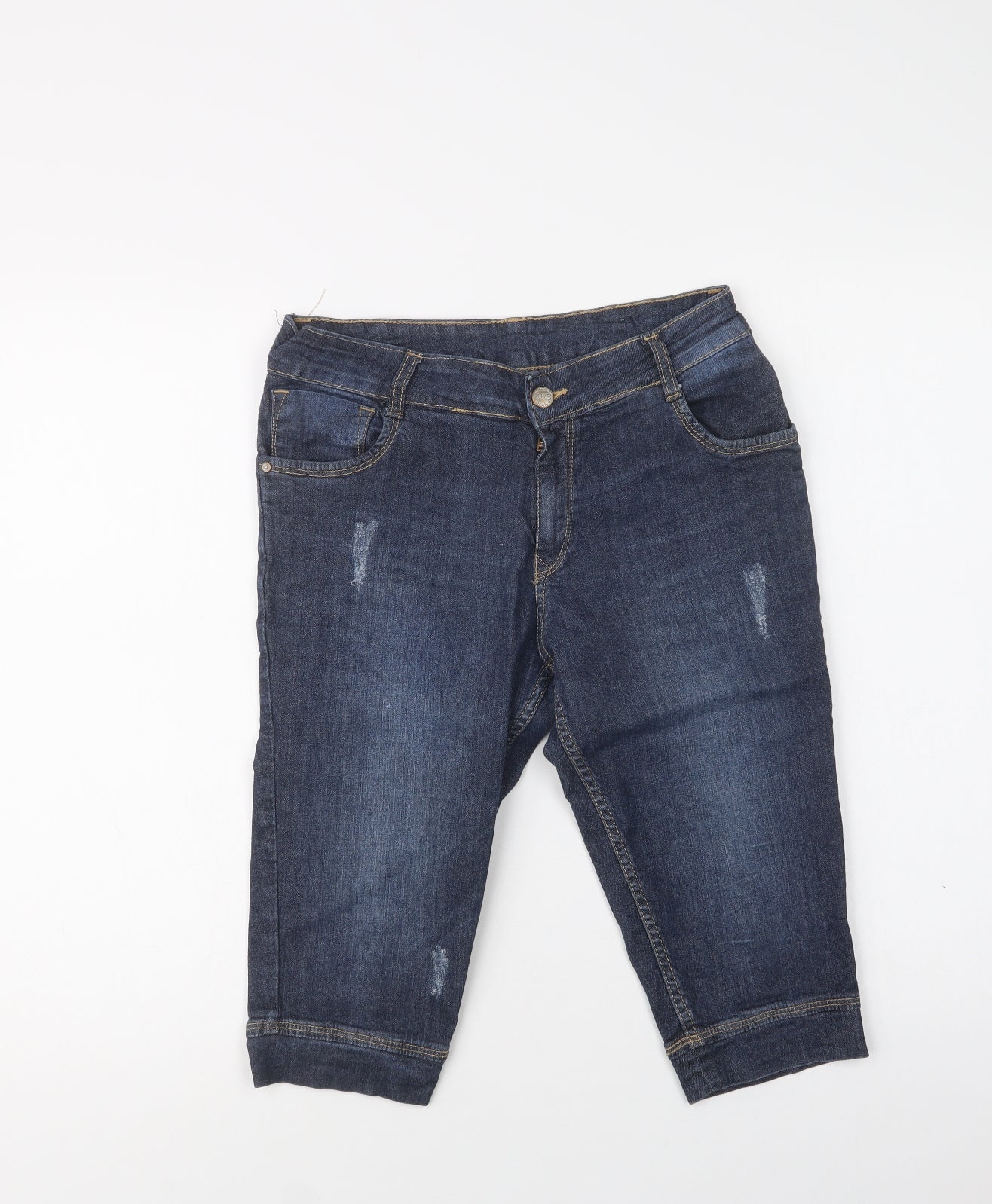 KRS Jeans Womens Blue  Cotton Chino Shorts Size M L15 in Regular Button