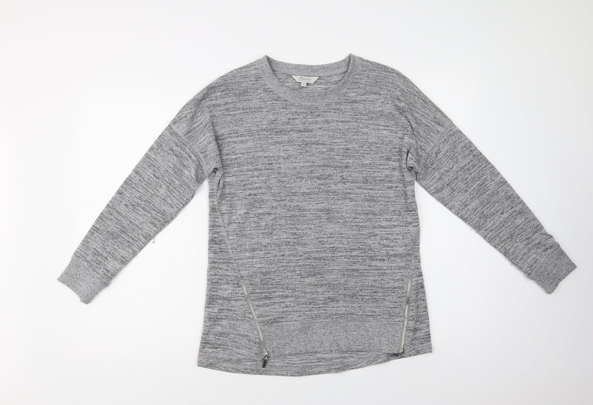 Peacocks Womens Grey Crew Neck  Polyacrylate Fibre Pullover Jumper Size 10
