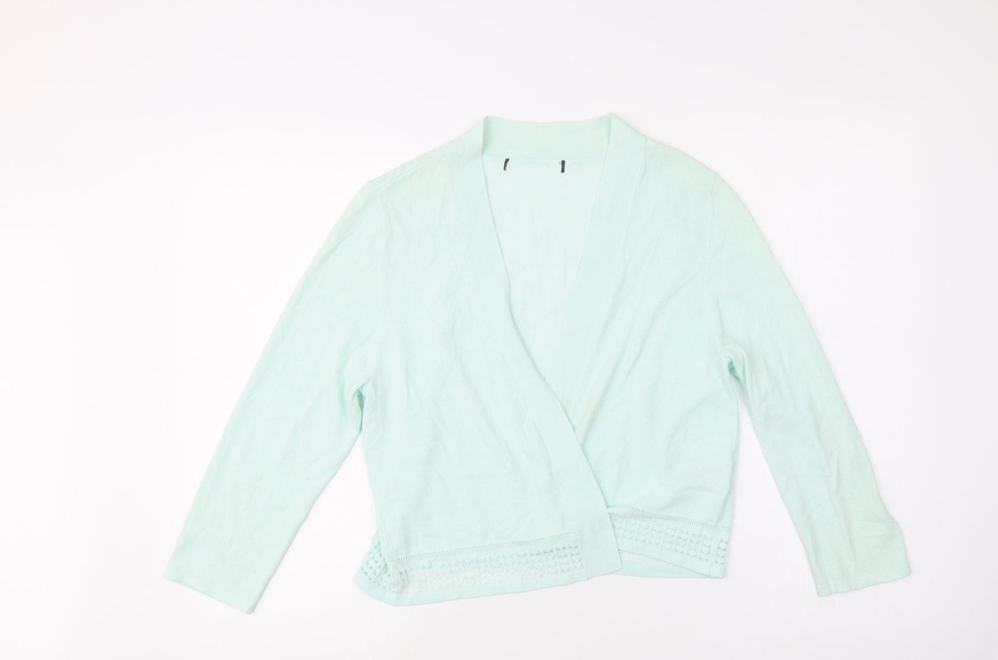 M&S Womens Green V-Neck  Viscose Cardigan Jumper Size 14