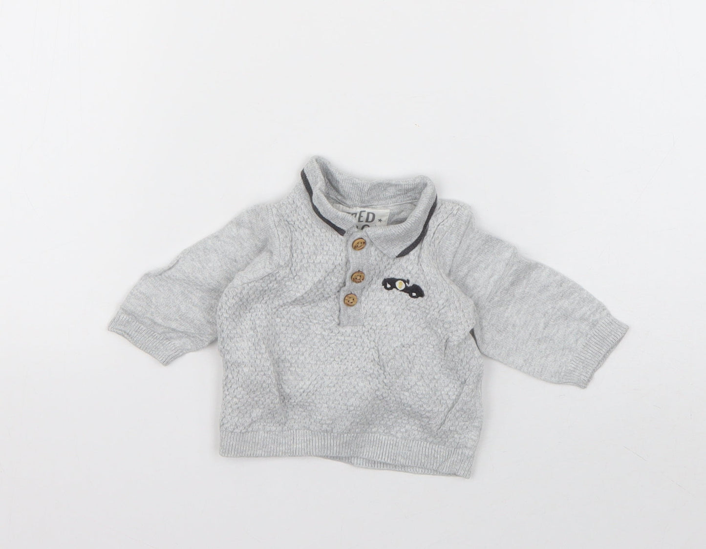 F&F Boys Grey  Cotton Pullover Jumper Size 0-3 Months  Pullover