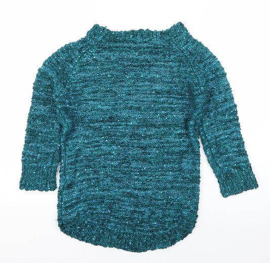 Bonmarché Womens Blue Boat Neck  Polyester Pullover Jumper Size XS