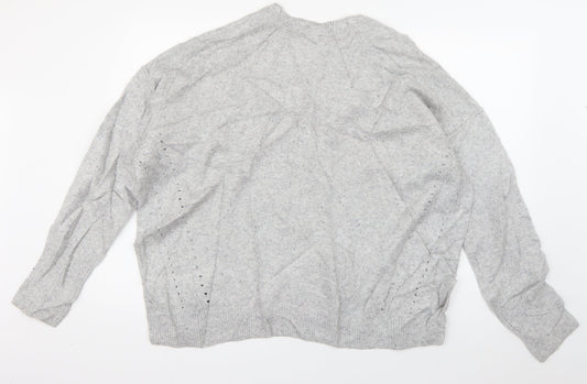 Topshop Womens Grey Round Neck  Acrylic Pullover Jumper Size 14