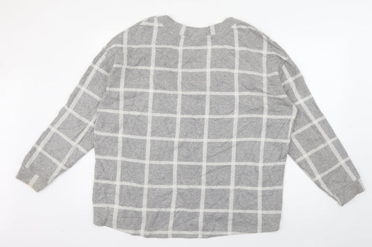 River Island Womens Grey Check Polyester Pullover Sweatshirt Size 12  Pullover