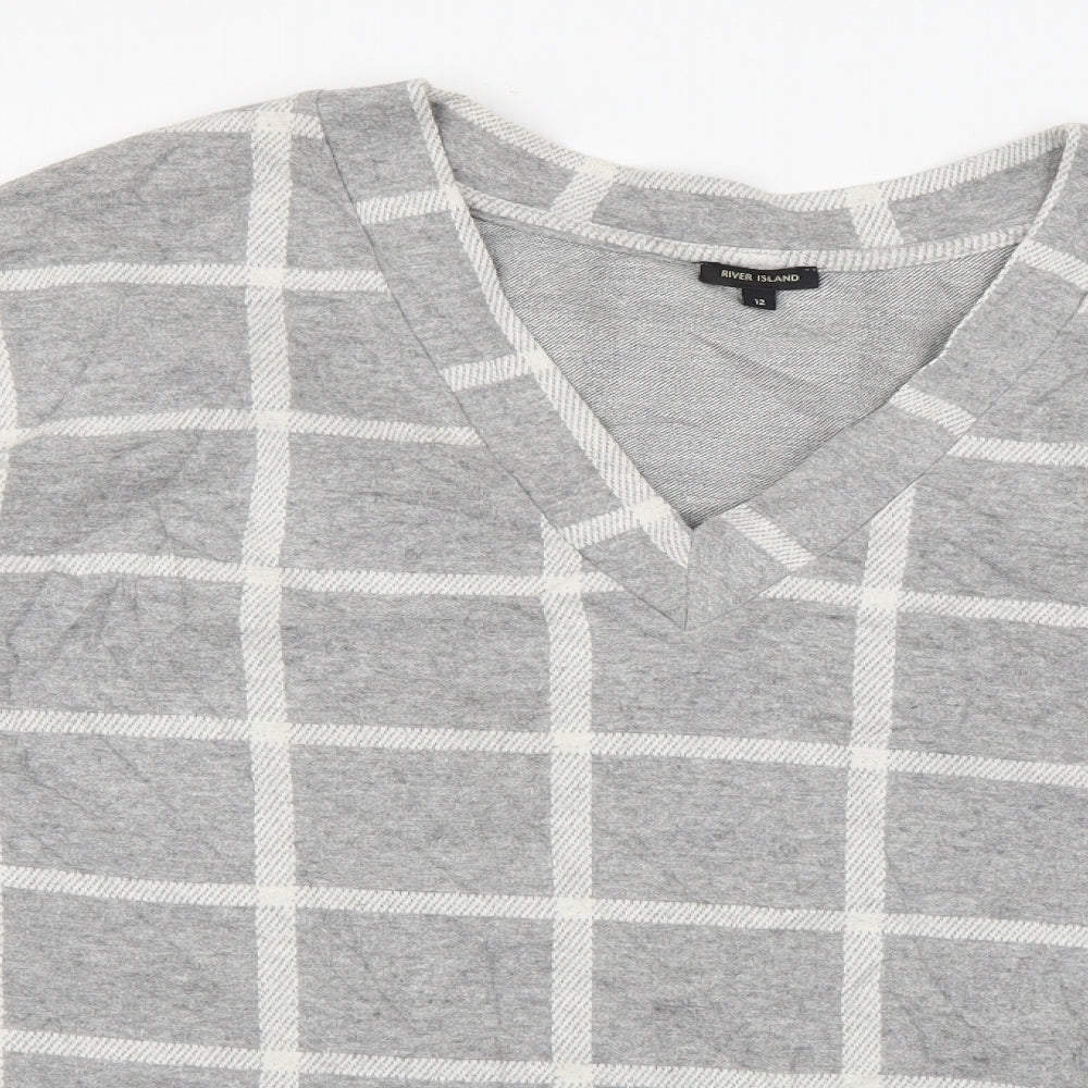River Island Womens Grey Check Polyester Pullover Sweatshirt Size 12  Pullover