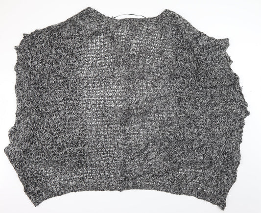 JUNAROSE Womens Grey V-Neck  Acrylic Cardigan Jumper Size S