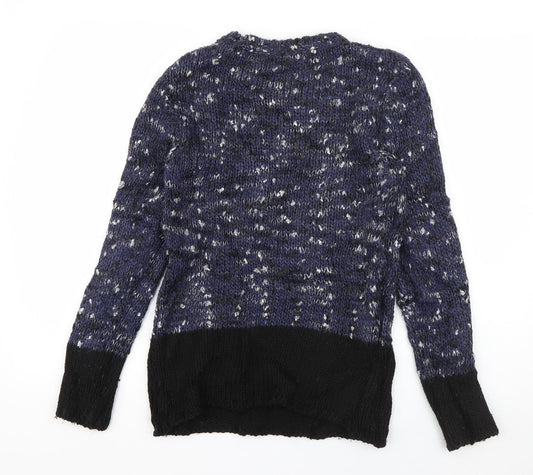 Mango Womens Blue Round Neck  Acrylic Pullover Jumper Size S