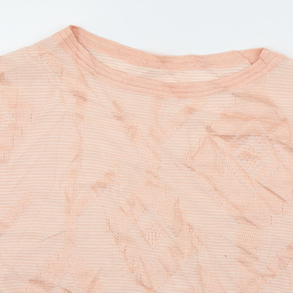 Preworn Womens Pink Roll Neck Geometric Polyester Pullover Jumper Size 10