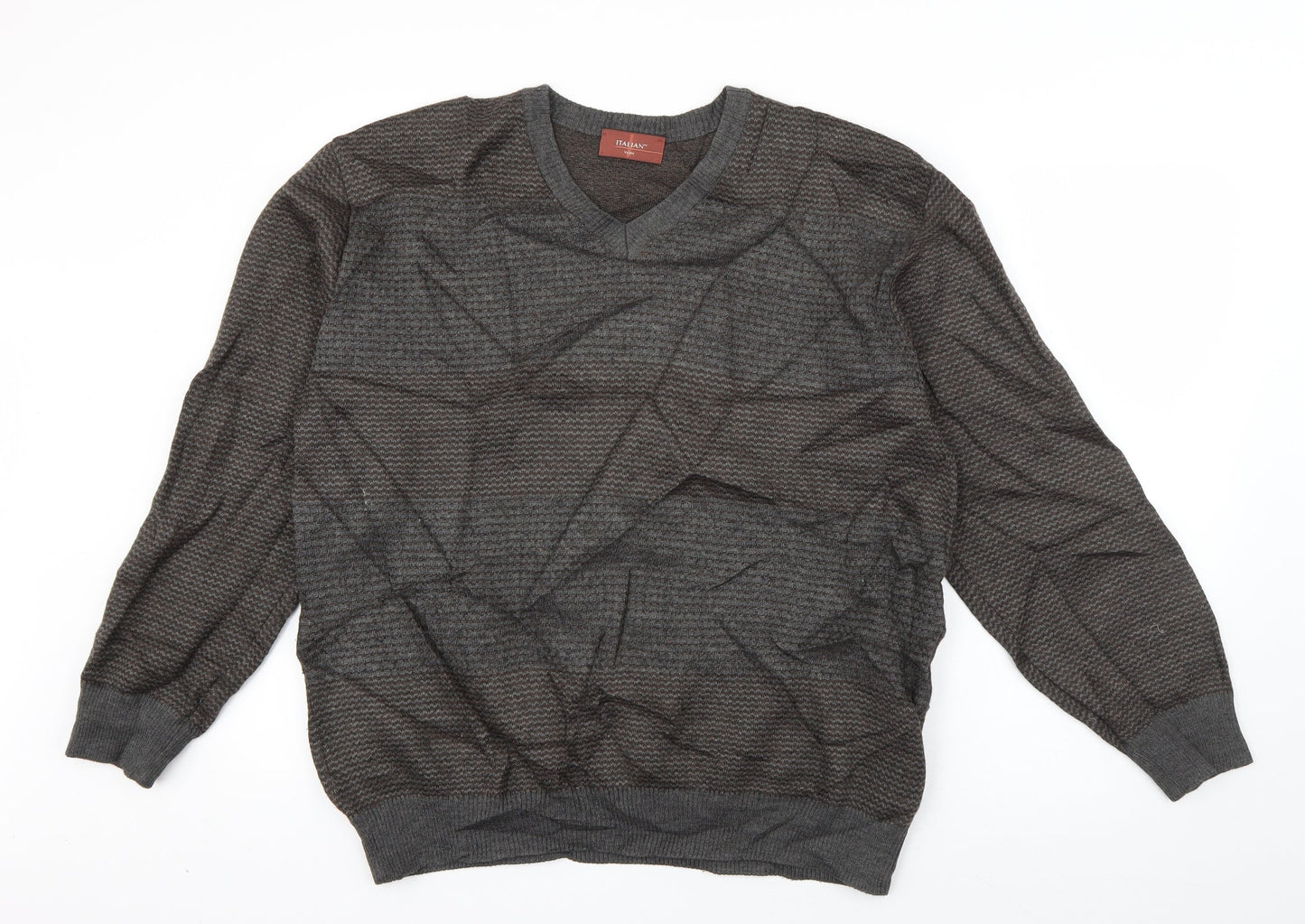 Marks and Spencer Mens Grey Crew Neck Polka Dot Acrylic Pullover Jumper Size L