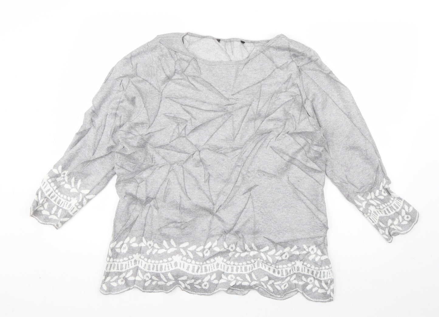 Preworn Womens Grey Boat Neck  Viscose Pullover Jumper Size 16