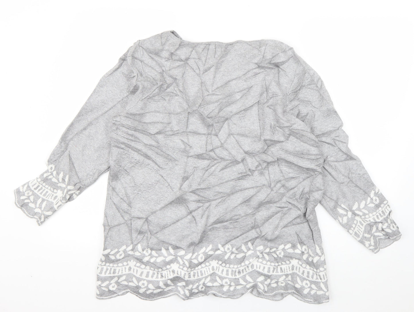 Preworn Womens Grey Boat Neck  Viscose Pullover Jumper Size 16