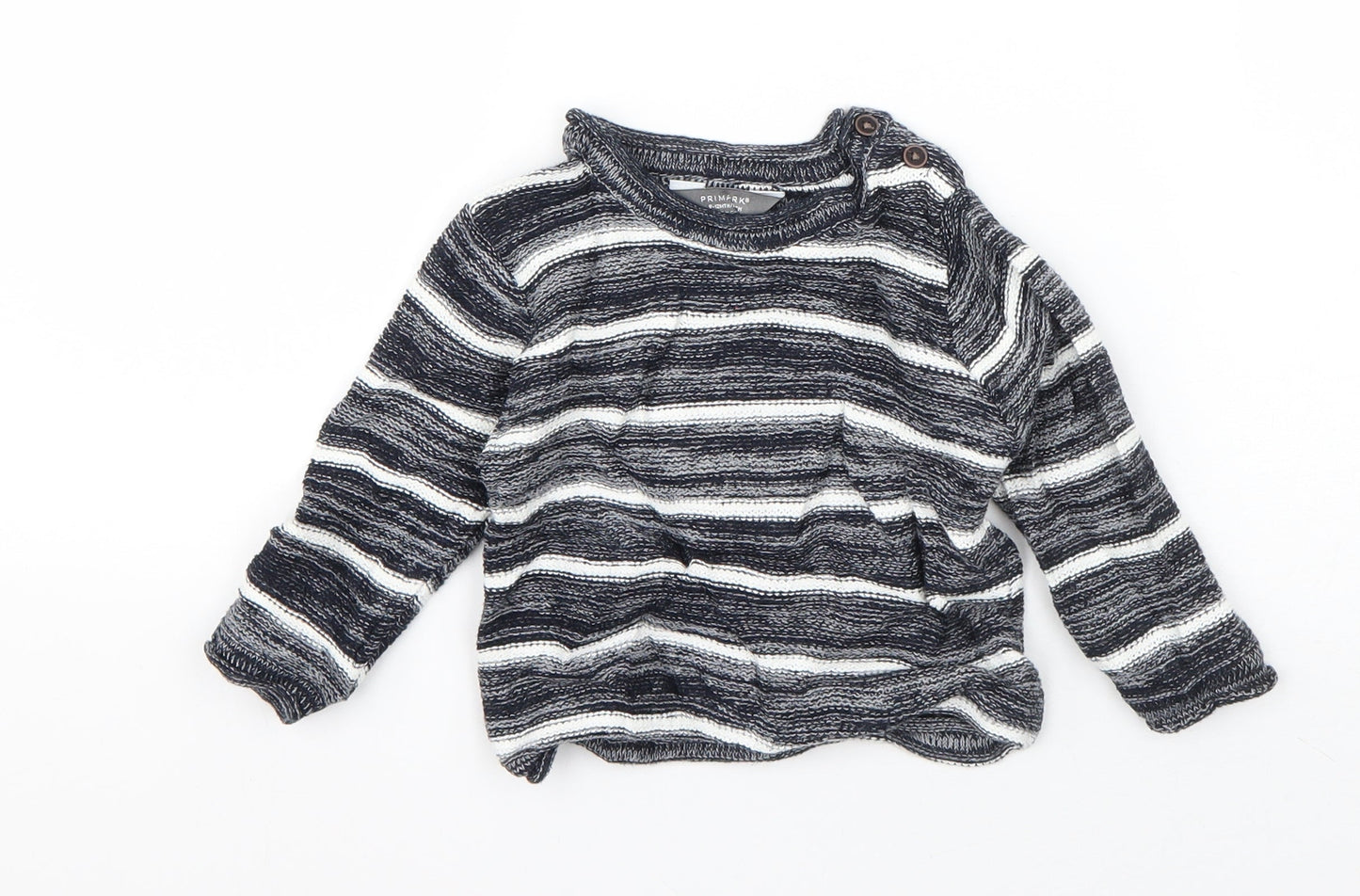 Primark Boys Blue Striped Cotton Pullover Jumper Size 9-12 Months  Pullover