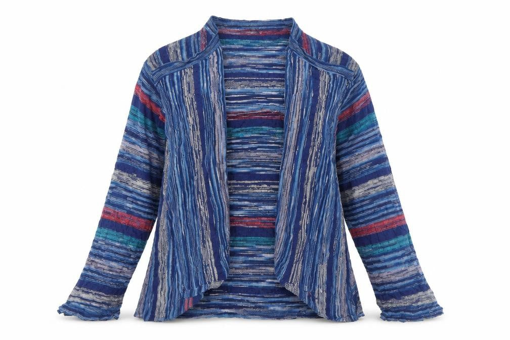 East  Womens Blue V-Neck Striped Polyester Cardigan Jumper Size S