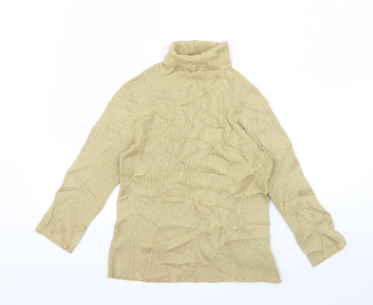Miss Shop Womens Gold Roll Neck  Acrylic Pullover Jumper Size 12