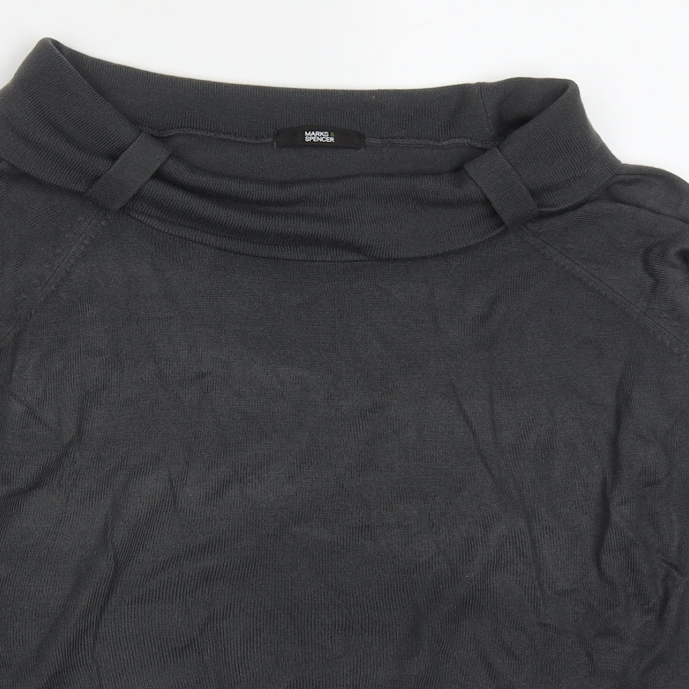 Marks and Spencer Womens Grey Roll Neck  Acrylic Pullover Jumper Size 16