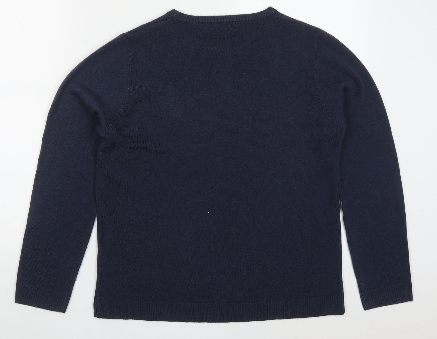 Pure & Natural Womens Blue Round Neck  Acrylic Pullover Jumper Size 14
