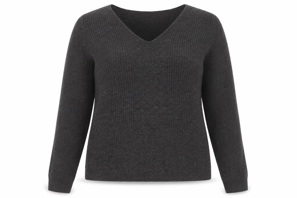 Marks and Spencer Womens Grey V-Neck  Acrylic Pullover Jumper Size 16
