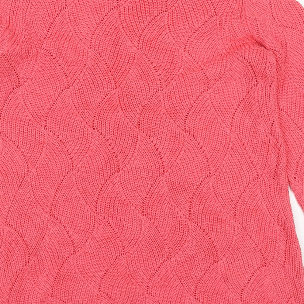 Charter Club Womens Pink Round Neck  Cotton Pullover Jumper Size S