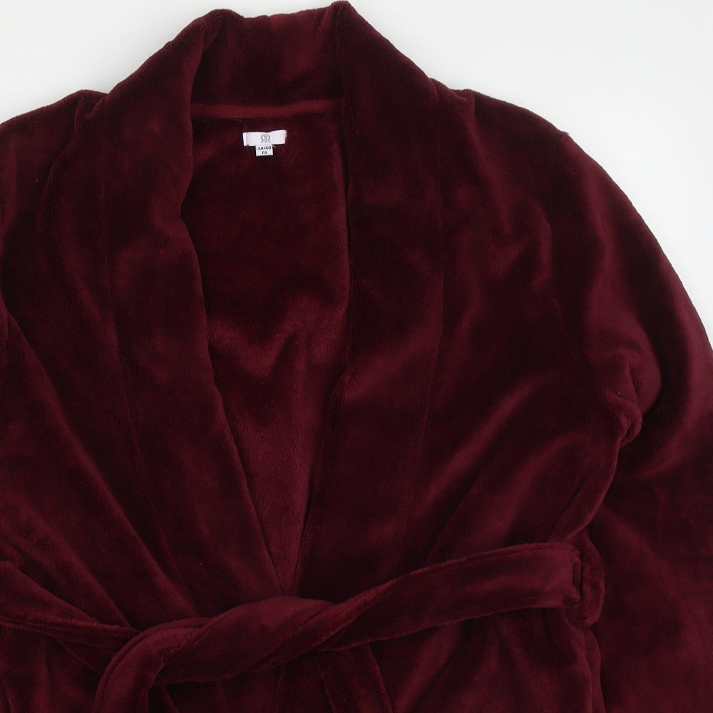 Preworn Womens Red Solid Polyester Kimono Robe Size 10  Tie