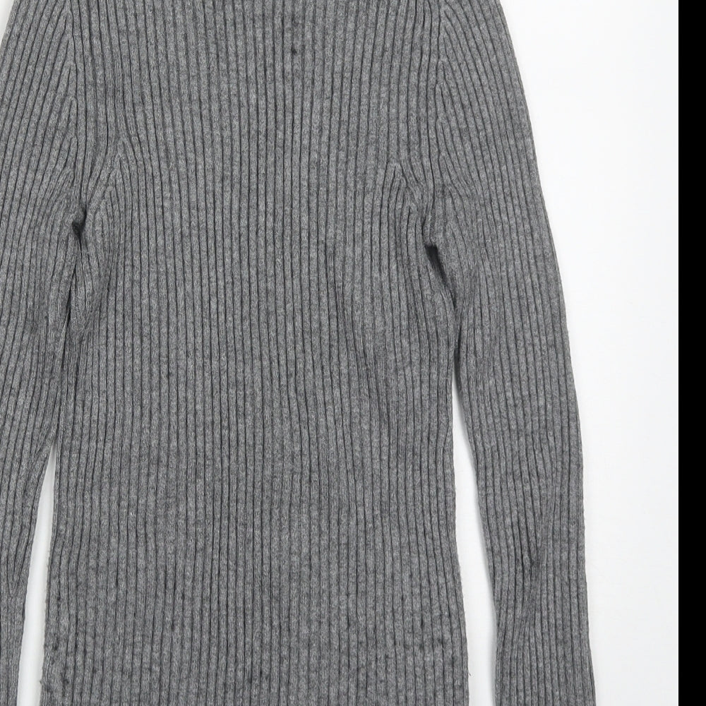 Just Be You Womens Grey Roll Neck  Viscose Pullover Jumper Size S
