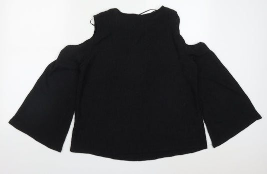 H&M Womens Black  Polyester Basic T-Shirt Size M Round Neck