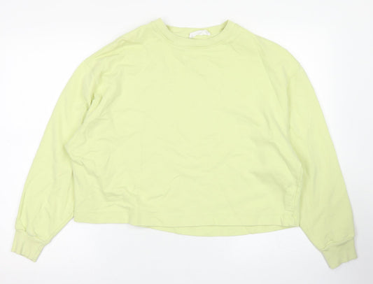 MNG Womens Yellow  Cotton Pullover Sweatshirt Size L   - Cropped