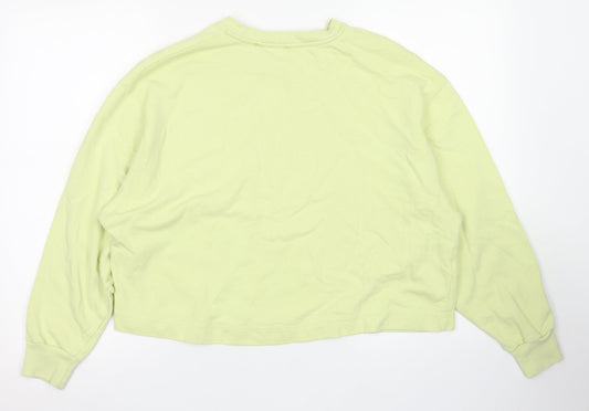 MNG Womens Yellow  Cotton Pullover Sweatshirt Size L   - Cropped