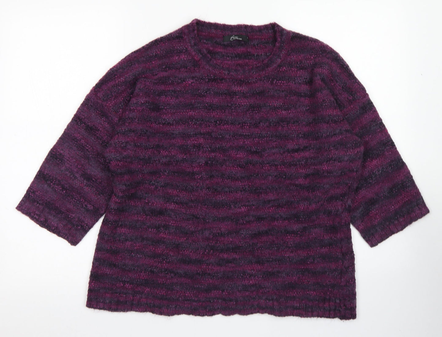 BM Collection Womens Purple Crew Neck  Acrylic Pullover Jumper Size L