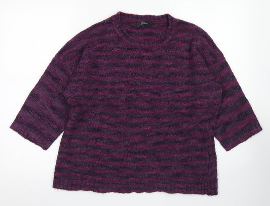BM Collection Womens Purple Crew Neck  Acrylic Pullover Jumper Size L
