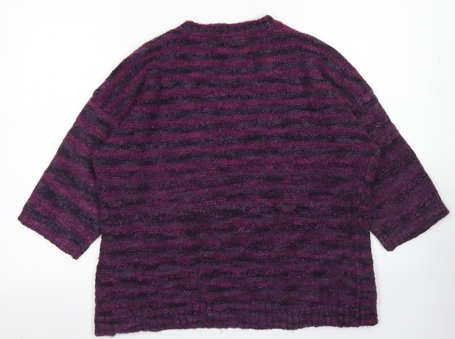 BM Collection Womens Purple Crew Neck  Acrylic Pullover Jumper Size L