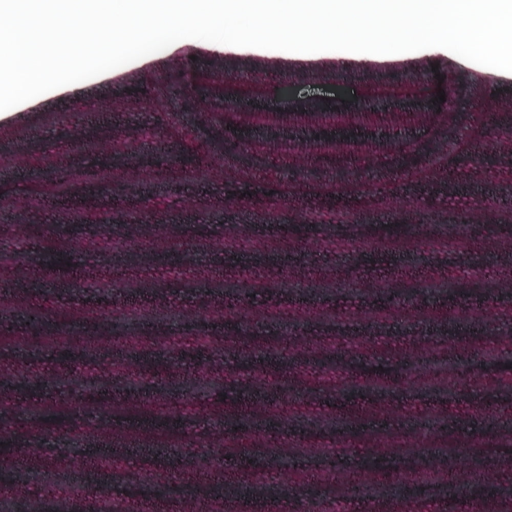 BM Collection Womens Purple Crew Neck  Acrylic Pullover Jumper Size L