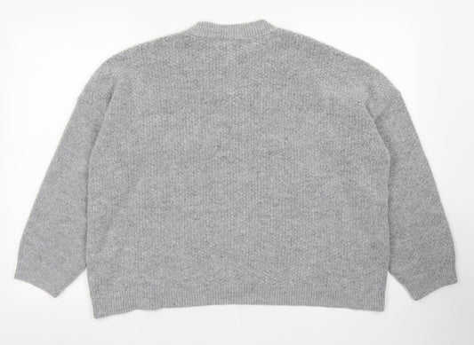 Peacocks Womens Grey Crew Neck  Acrylic Pullover Jumper Size M