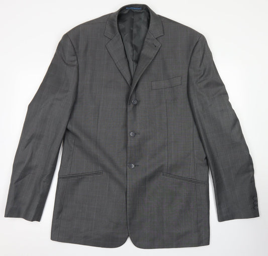 NEXT Mens Grey Plaid Wool Jacket Blazer Size 44