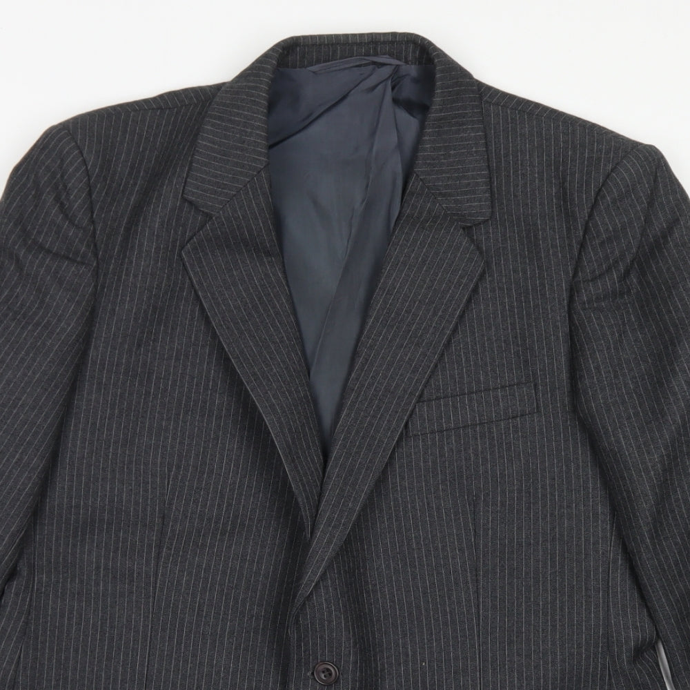 Anthony Loretto Mens Grey Striped Wool Jacket Blazer Size 40